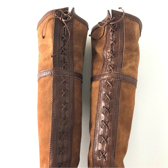 Christian Dior Retro Vintage Intrigante Thigh High Brown Harness Heeled Boots 35 - Picture 10 of 12